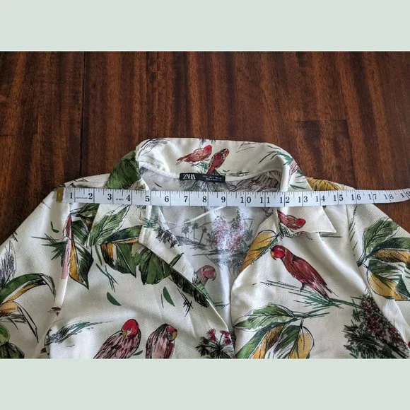 ZARA Tropical Print Duster Shirt Dress Size S - Picture 12 of 15